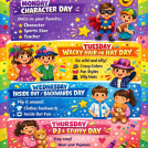 Spirit Week March 9 - 12 | Monday: Character Day | Tuesday: Wacky Hair / Hat Day | Wednesday: Inside Out / Backwards Day | Thursday: PJ & Stuffy Day